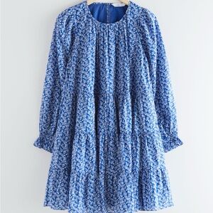 & Other Stories Voluminous Twill Floral Mini Dress